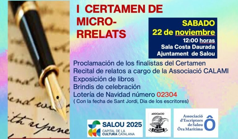 Salou acoge este sábado la entrega de premios del Certamen de Microrrelatos de Salou Ôra Maritima Cartel de la gala del certamen de microrrelatos