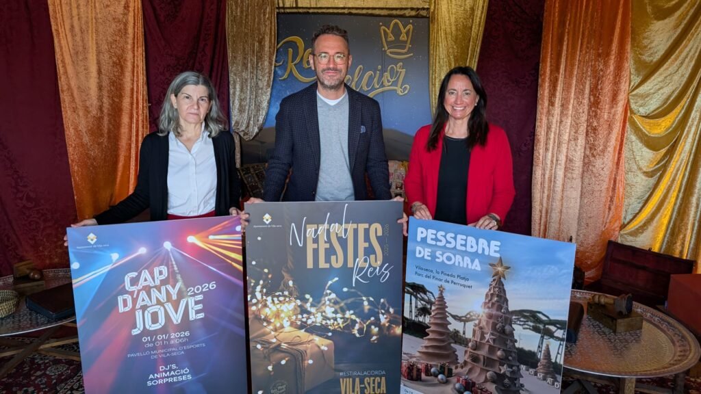 Manuela Moya, Pere Segura y Lluïsa Clave, este lunes en el Castell de Vila-seca