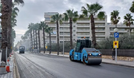 Trabajos de pavimentación en la calle Ciutat de Reus de Salou