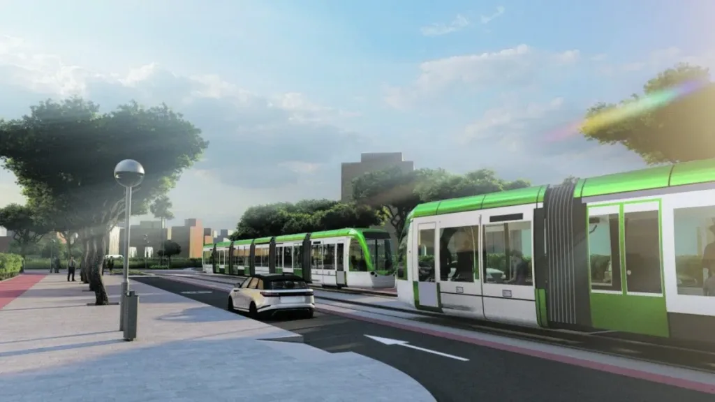 Imagen virtual del futuro tranvía del Camp de Tarragona