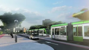 Imagen virtual del futuro tranvía del Camp de Tarragona