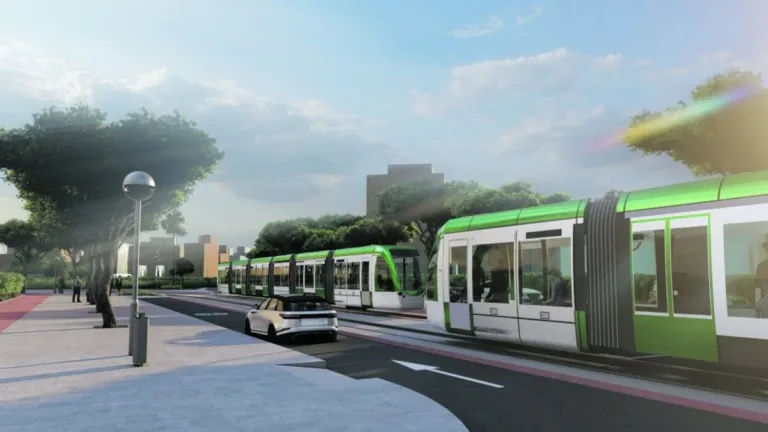 Imagen virtual del futuro tranvía del Camp de Tarragona