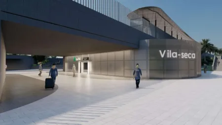 Tranvía: Vila-seca tendrá un viaducto y un paso inferior para peatones Imagen virtual de la futura estación de Vila-seca