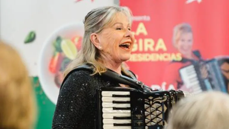 María Jesús y su acordeón, en una imagen de archivo